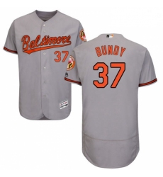 Mens Majestic Baltimore Orioles 37 Dylan Bundy Grey Road Flex Base Authentic Collection MLB Jersey