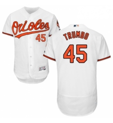 Mens Majestic Baltimore Orioles 45 Mark Trumbo White Home Flex Base Authentic Collection MLB Jersey