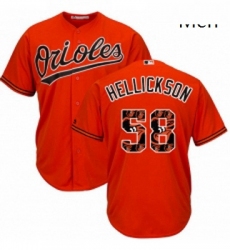 Mens Majestic Baltimore Orioles 58 Jeremy Hellickson Authentic Orange Team Logo Fashion Cool Base MLB Jersey 