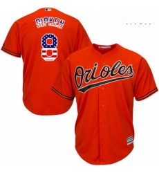 Mens Majestic Baltimore Orioles 8 Cal Ripken Authentic Orange USA Flag Fashion MLB Jersey