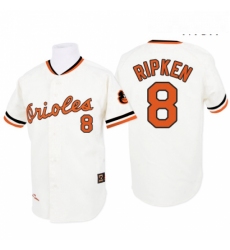 Mens Mitchell and Ness 1970 Baltimore Orioles 8 Cal Ripken Authentic White Throwback MLB Jersey