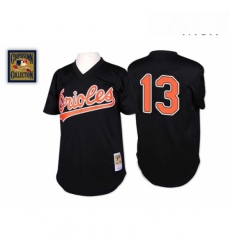 Mens Mitchell and Ness Baltimore Orioles 13 Manny Machado Replica Black Throwback MLB Jersey