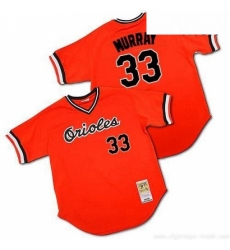 Mens Mitchell and Ness Baltimore Orioles 33 Eddie Murray Authentic Orange Throwback MLB Jersey