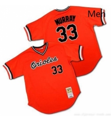 Mens Mitchell and Ness Baltimore Orioles 33 Eddie Murray Replica Orange Throwback MLB Jersey