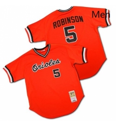 Mens Mitchell and Ness Baltimore Orioles 5 Brooks Robinson Authentic Orange Throwback MLB Jersey
