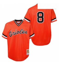 Mens Mitchell and Ness Baltimore Orioles 8 Cal Ripken Authentic Orange Throwback MLB Jersey