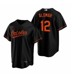 Mens Nike Baltimore Orioles 12 Roberto Alomar Black Alternate Stitched Baseball Jersey