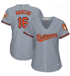 Orioles #16 Trey Mancini Grey Road Women Stitched Baseball Jersey