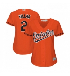 Womens Baltimore Orioles 2 Jonathan Villar Replica Orange Alternate Cool Base Baseball Jersey 