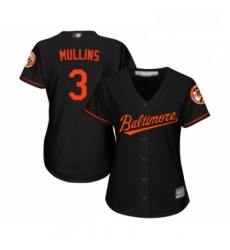 Womens Baltimore Orioles 3 Cedric Mullins Replica Black Alternate Cool Base Baseball Jersey 