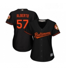 Womens Baltimore Orioles 57 Hanser Alberto Replica Black Alternate Cool Base Baseball Jersey 