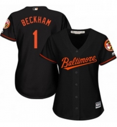 Womens Majestic Baltimore Orioles 1 Tim Beckham Replica Black Alternate Cool Base MLB Jersey 