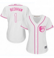 Womens Majestic Baltimore Orioles 1 Tim Beckham Replica White Fashion Cool Base MLB Jersey 