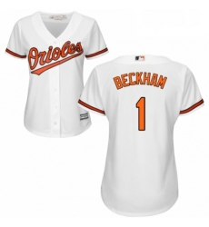 Womens Majestic Baltimore Orioles 1 Tim Beckham Replica White Home Cool Base MLB Jersey 