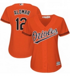 Womens Majestic Baltimore Orioles 12 Roberto Alomar Authentic Orange Alternate Cool Base MLB Jersey 
