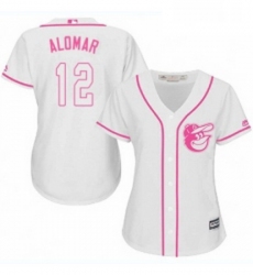 Womens Majestic Baltimore Orioles 12 Roberto Alomar Authentic White Fashion Cool Base MLB Jersey 