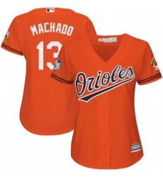 Womens Majestic Baltimore Orioles 13 Manny Machado Authentic Orange 2017 Spring Training Cool Base MLB Jersey