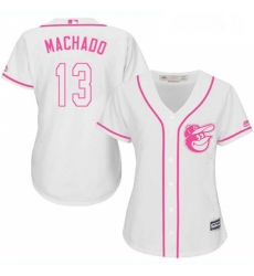 Womens Majestic Baltimore Orioles 13 Manny Machado Authentic White Fashion Cool Base MLB Jersey