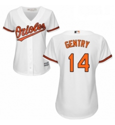 Womens Majestic Baltimore Orioles 14 Craig Gentry Authentic White Home Cool Base MLB Jersey 