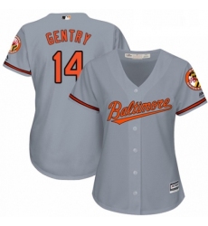 Womens Majestic Baltimore Orioles 14 Craig Gentry Replica Grey Road Cool Base MLB Jersey 