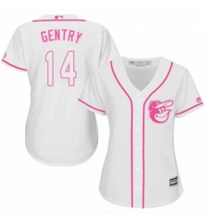 Womens Majestic Baltimore Orioles 14 Craig Gentry Replica White Fashion Cool Base MLB Jersey 