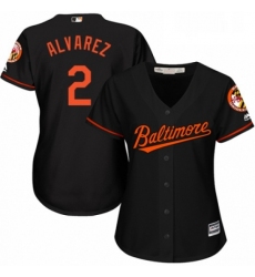 Womens Majestic Baltimore Orioles 2 Pedro Alvarez Replica Black Alternate Cool Base MLB Jersey 