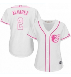 Womens Majestic Baltimore Orioles 2 Pedro Alvarez Replica White Fashion Cool Base MLB Jersey 