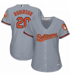 Womens Majestic Baltimore Orioles 20 Frank Robinson Authentic Grey Road Cool Base MLB Jersey