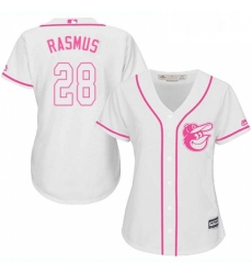 Womens Majestic Baltimore Orioles 28 Colby Rasmus Replica White Fashion Cool Base MLB Jersey 