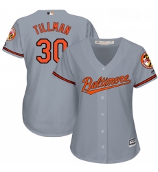Womens Majestic Baltimore Orioles 30 Chris Tillman Replica Grey Road Cool Base MLB Jersey