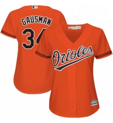Womens Majestic Baltimore Orioles 34 Kevin Gausman Replica Orange Alternate Cool Base MLB Jersey