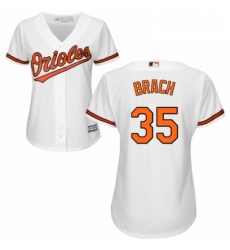 Womens Majestic Baltimore Orioles 35 Brad Brach Authentic White Home Cool Base MLB Jersey 