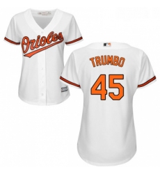 Womens Majestic Baltimore Orioles 45 Mark Trumbo Authentic White Home Cool Base MLB Jersey