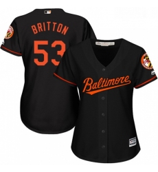 Womens Majestic Baltimore Orioles 53 Zach Britton Replica Black Alternate Cool Base MLB Jersey