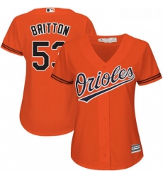 Womens Majestic Baltimore Orioles 53 Zach Britton Replica Orange Alternate Cool Base MLB Jersey