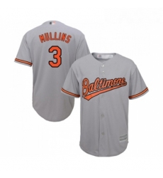 Youth Baltimore Orioles 3 Cedric Mullins Replica Grey Road Cool Base Baseball Jersey 