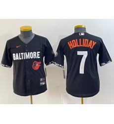 Youth Baltimore Orioles 7 Jackson Holliday Black 2023 City Connect Cool base jerseys 3