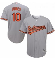 Youth Majestic Baltimore Orioles 10 Adam Jones Replica Grey Road Cool Base MLB Jersey