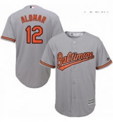 Youth Majestic Baltimore Orioles 12 Roberto Alomar Authentic Grey Road Cool Base MLB Jersey 