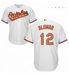 Youth Majestic Baltimore Orioles 12 Roberto Alomar Authentic White Home Cool Base MLB Jersey 