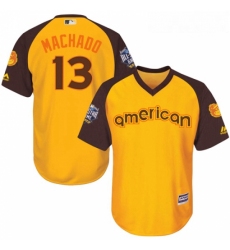 Youth Majestic Baltimore Orioles 13 Manny Machado Authentic Yellow 2016 All Star American League BP Cool Base MLB Jersey