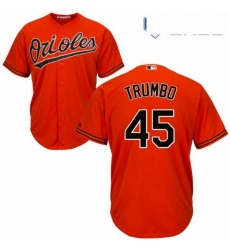 Youth Majestic Baltimore Orioles 45 Mark Trumbo Authentic Orange Alternate Cool Base MLB Jersey