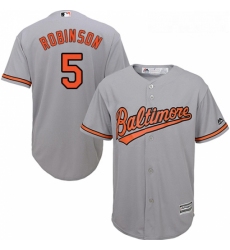 Youth Majestic Baltimore Orioles 5 Brooks Robinson Replica Grey Road Cool Base MLB Jersey