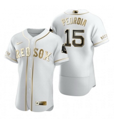 Boston Red Sox 15 Dustin Pedroia White Nike Mens Authentic Golden Edition MLB Jersey