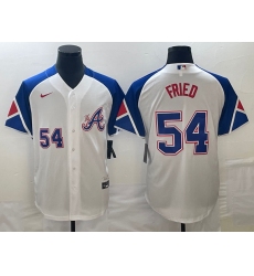 MLB Braves 54 Max Fried White City Connect Nike Cool Base Men Jersey 3