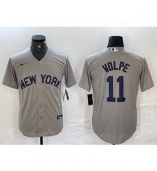 MLB Yankees 11 Anthony Volpe Grey Nike Cool Base Men Jersey