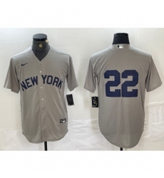 MLB Yankees 22 Soto Gray Nike Cool Base Men Jersey