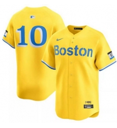 Men Boston Red Sox 10 Trevor Story Gold City Connect Stitched Baseball Jersey