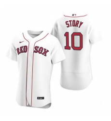Men Boston Red Sox 10 Trevor Story White Flex Base Stitched Baseball jersey