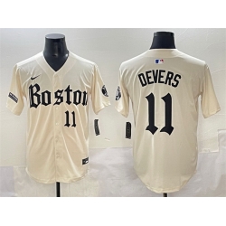 Men Boston Red Sox 11 Rafael Devers Cream Gothic Vapor Limited Stitched Baseball Jersey
